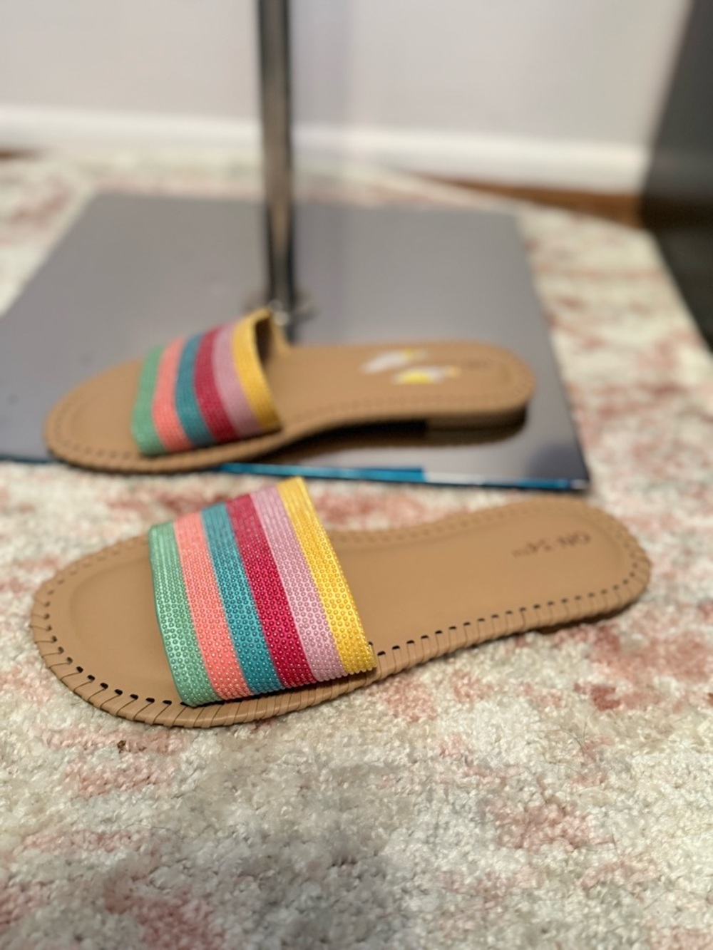 ON34th  Multicolor Striped Slide Sandals - Tan Footbed